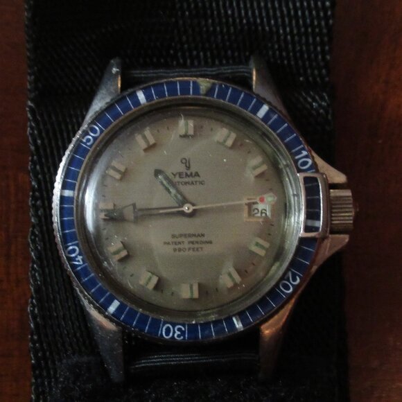 VINTAGE Yema Watch Superman Grey / Bakelite Blue (no band) - Picture 8 of 10